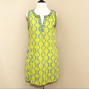 Gretchen Scott Accordion Trim Printed Dress